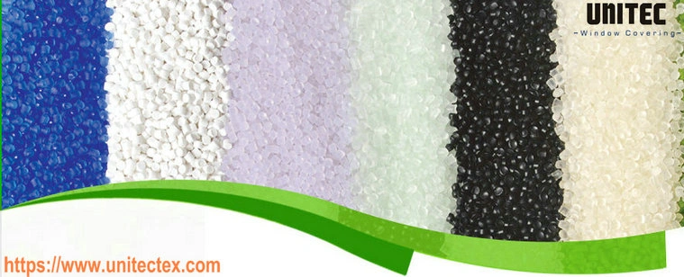 Plastic particles for blinds sunscreen fabrics