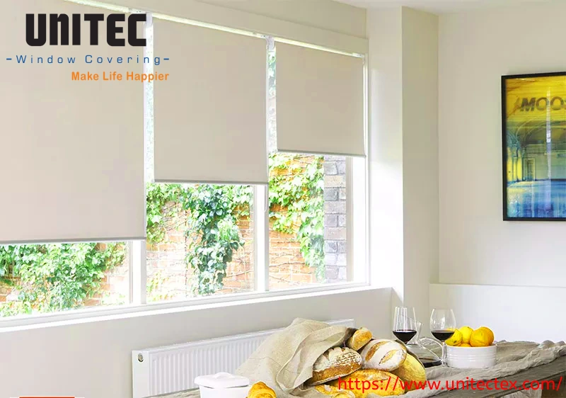 white blackout roller blinds