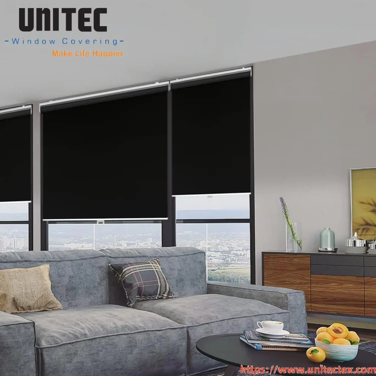 blackout blinds for large windows in black