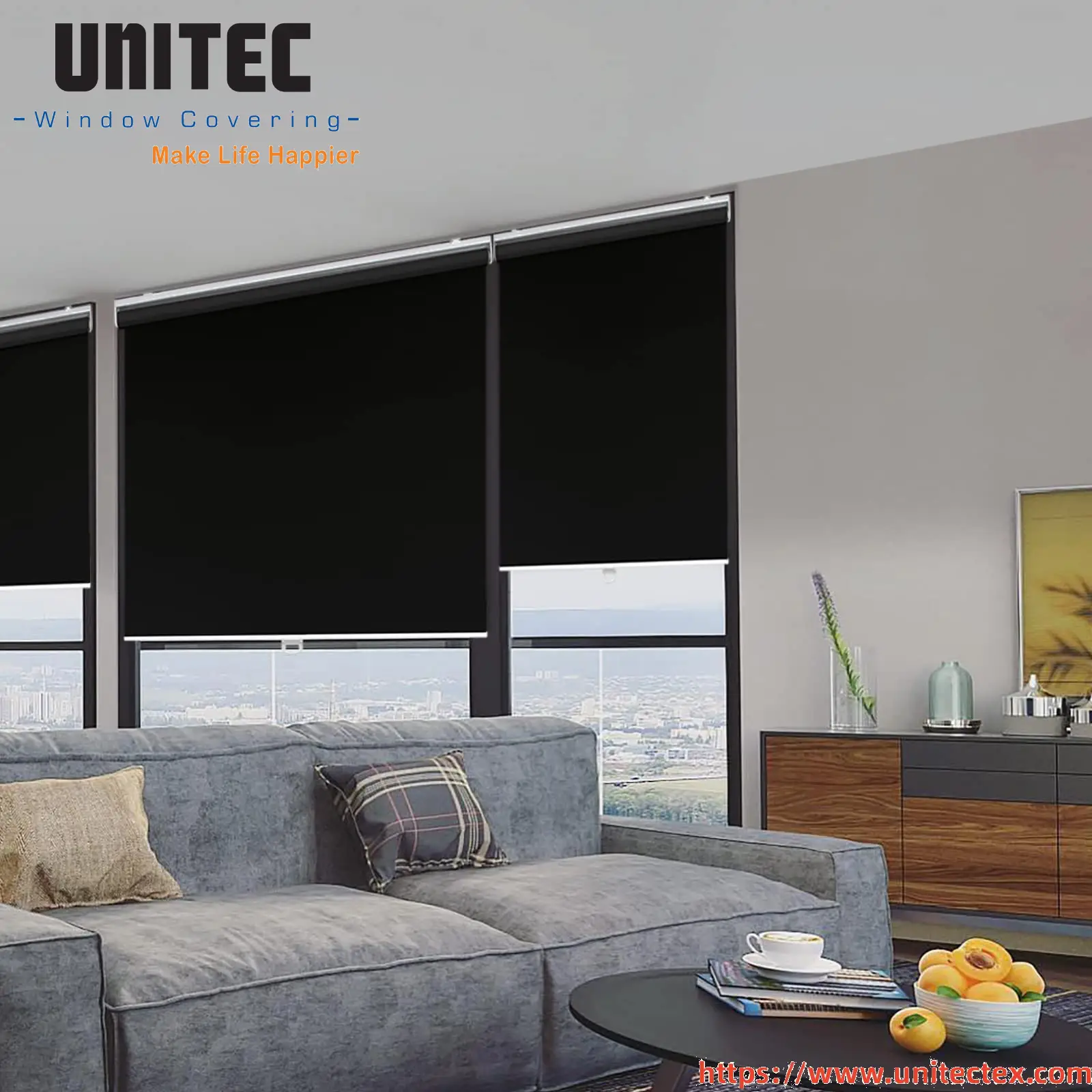 blackout blinds for large windows in black