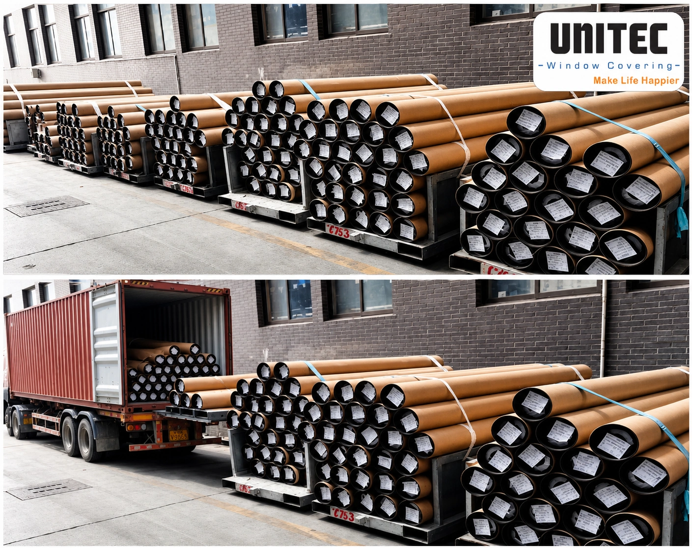 UNITEC blinds fabric packing and shipment preparation