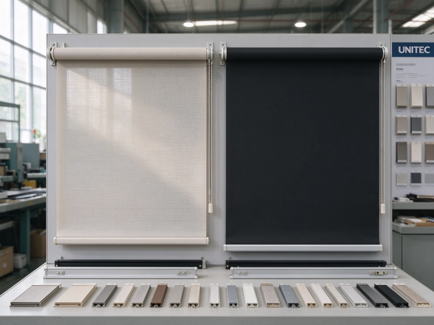 Finished roller blind configurations for wholesale supply by UNITEC